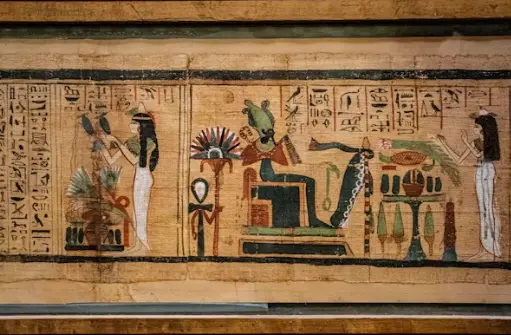Historical ancient papyrus displayed in Egypt museum tours