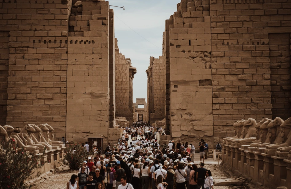 Tourists visiting Karnak Temple during Egypt peak season