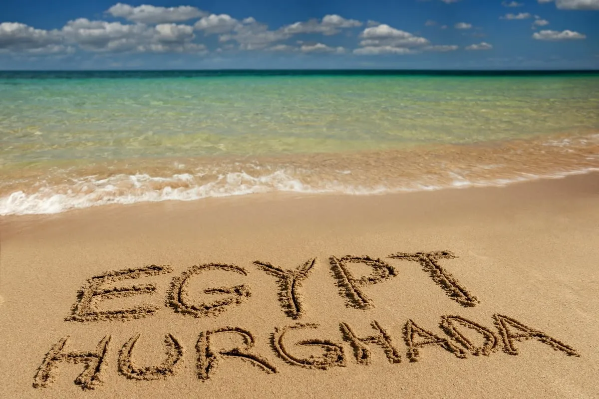 Hurghada resort beaches coastline sand sign
