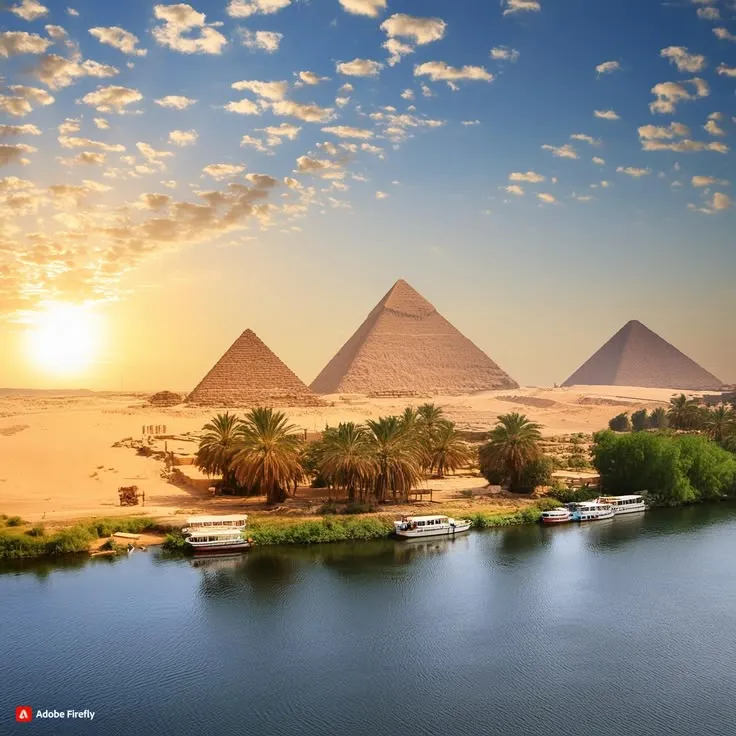 Nile river sunrise Egypt view