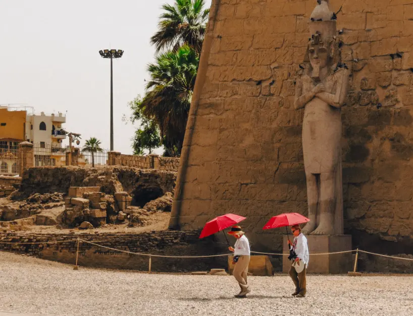 Tourists in summer in Egypt at Luxor temple